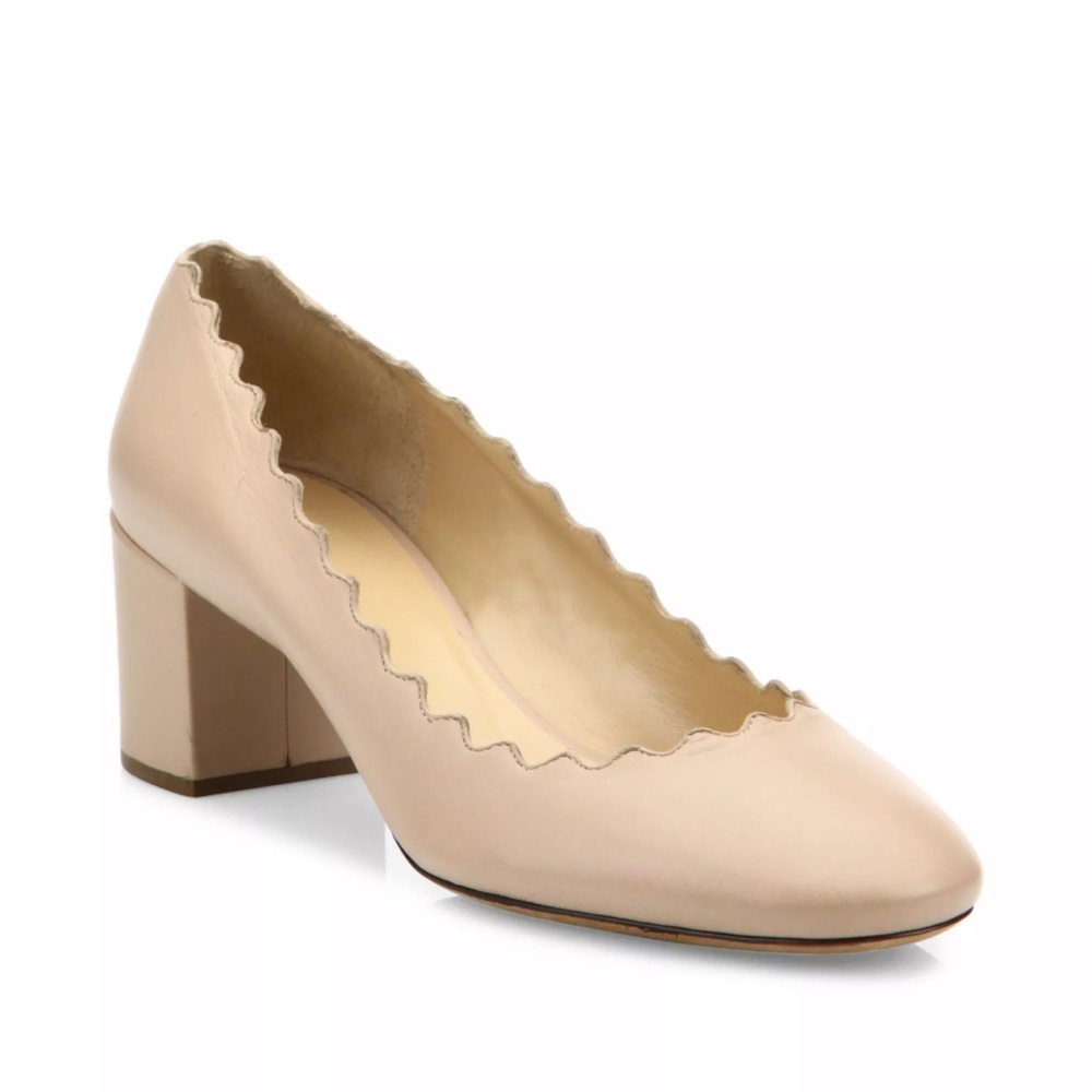 Chloe Lauren Scalloped Pump Size 42 / US 11.5 Nude